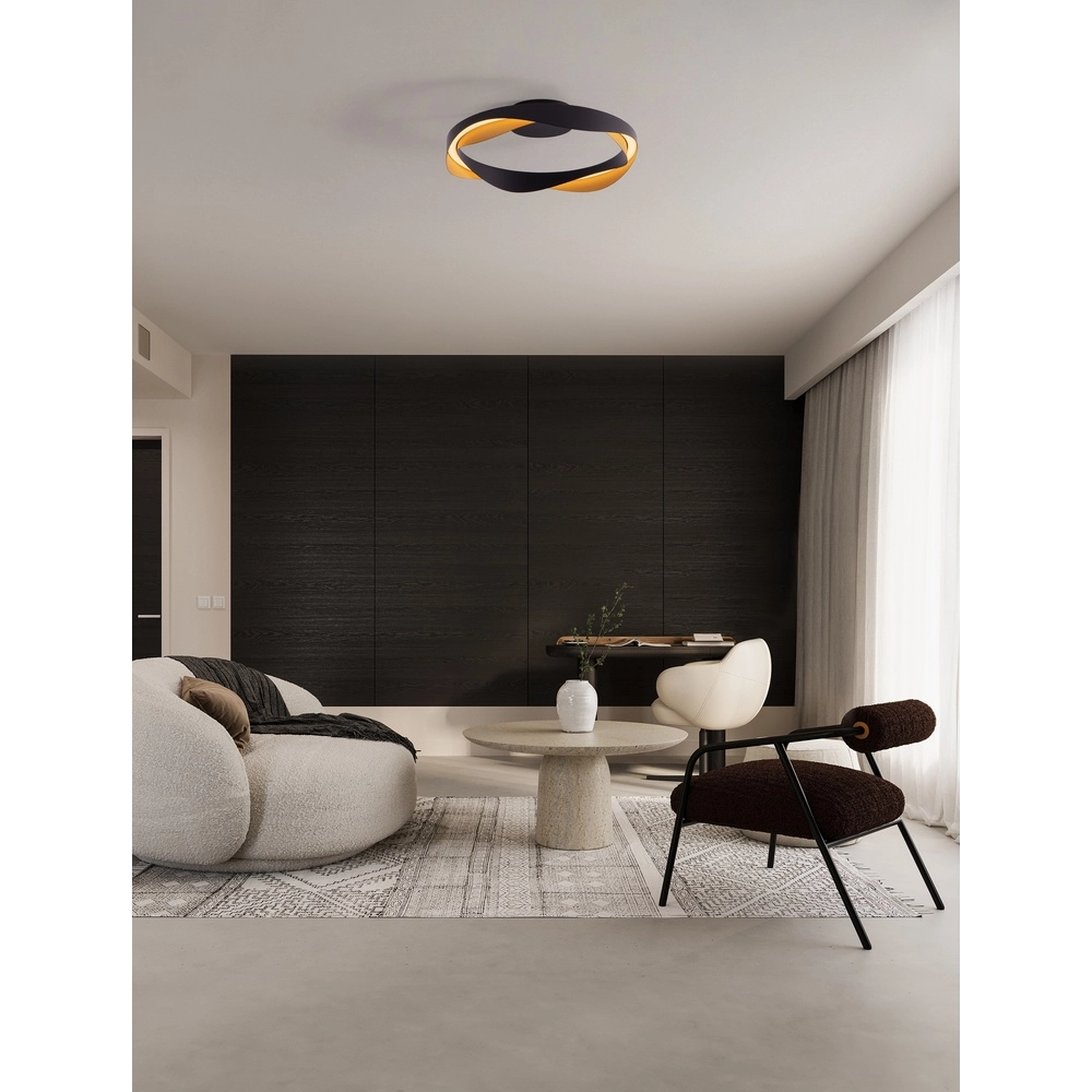 Plafonnier Radon Ø 45cm noir avec or Plafonnier Radon Ø 45cm noir avec or