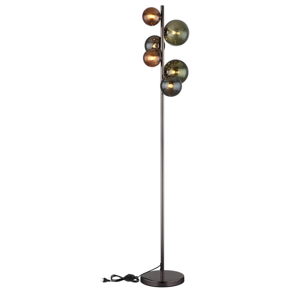Lampadaire noir Riha Verre coloré 6 lumières Globo 9007371450114