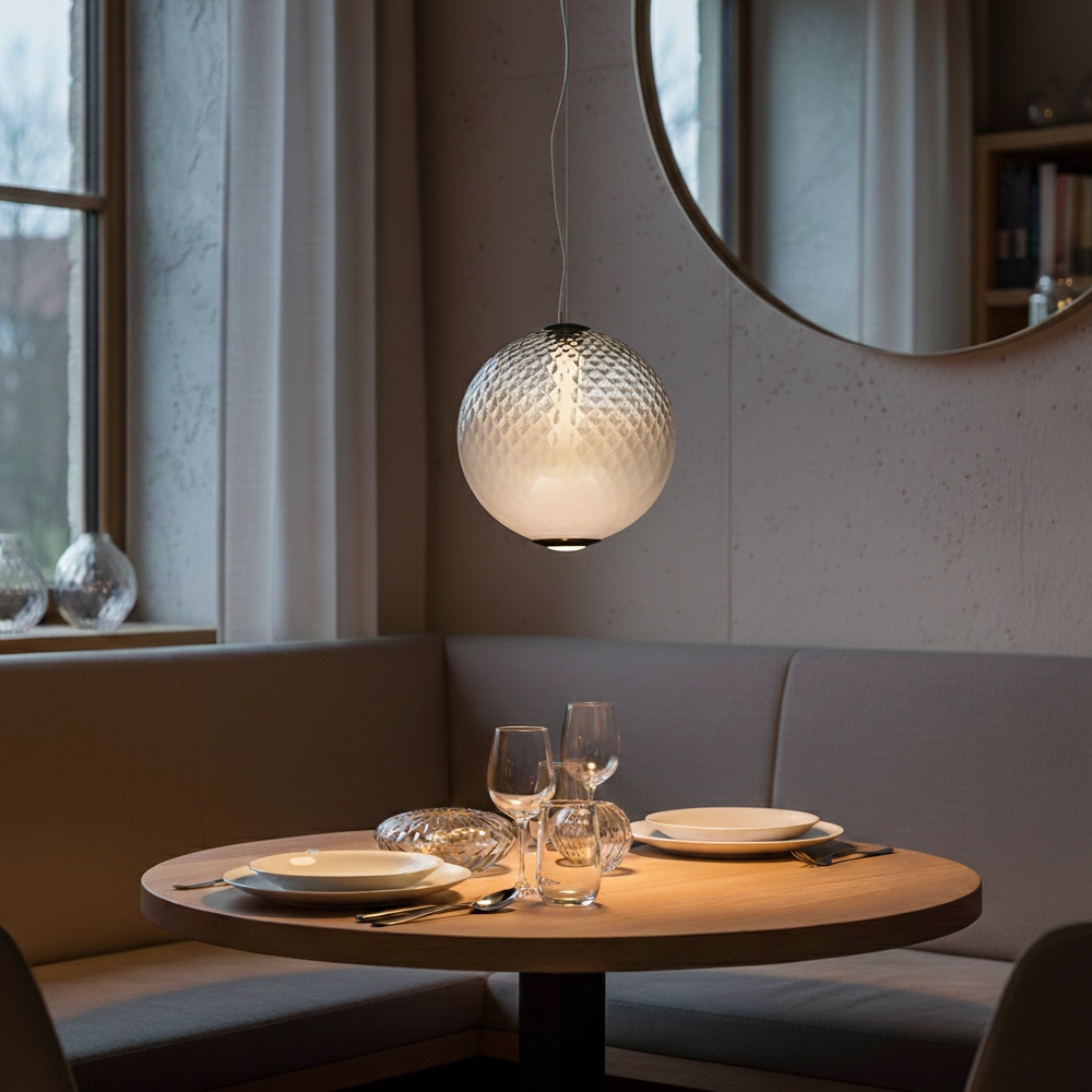 Suspension Aora verre opale convexe