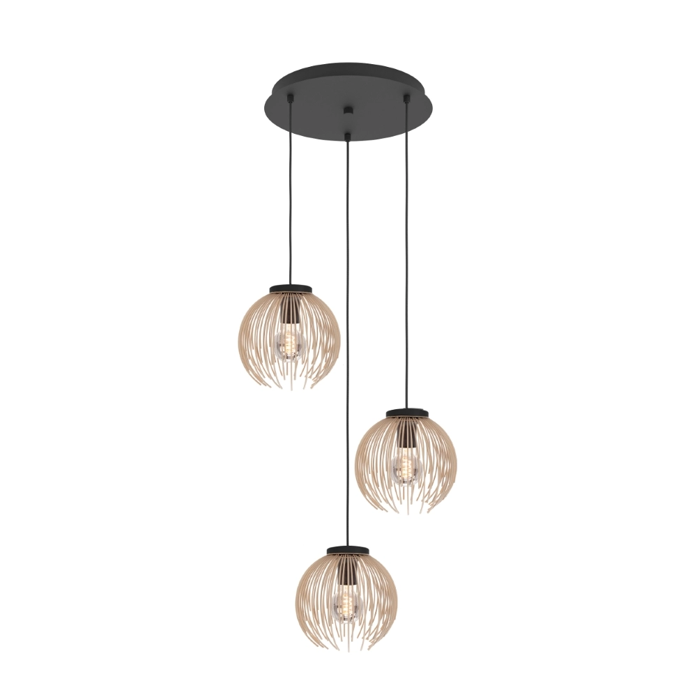 Suspension design Alhabia 3 lumières Ø 49,5 brun sable
