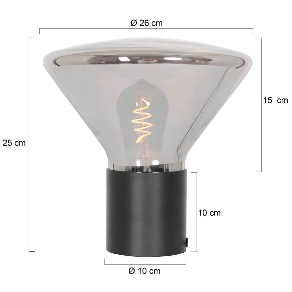 Lampe de table Ambiance noir avec verre fumé Steinhauer 8712746165074