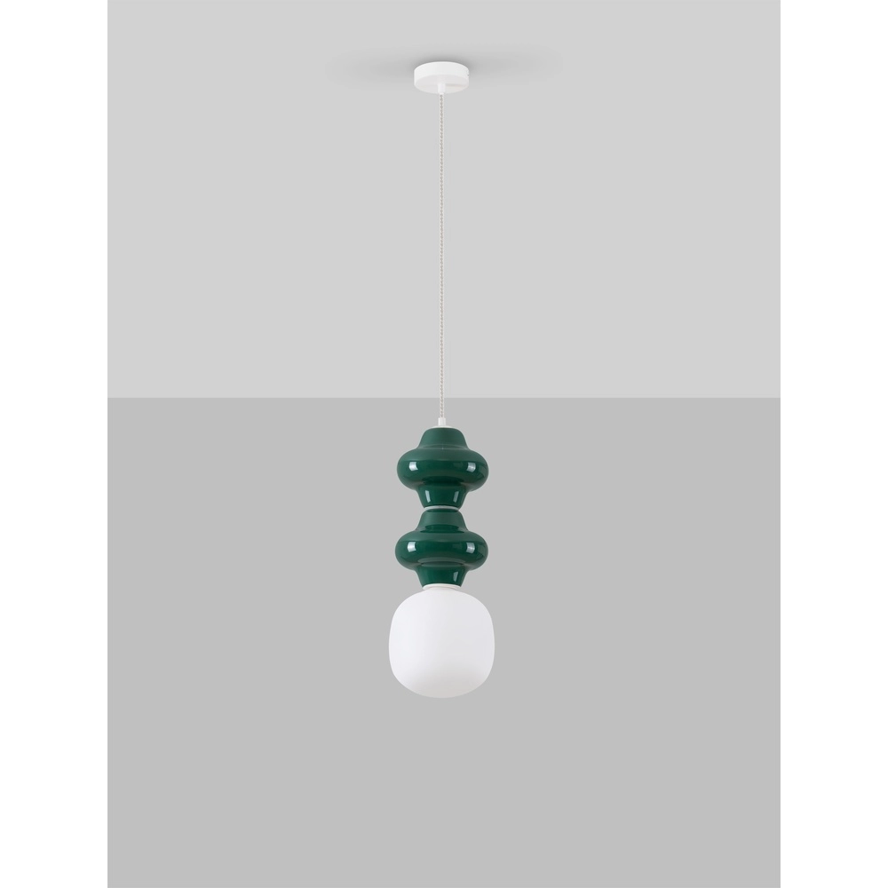 Suspension Clio M en céramique verte avec verre blanc Lyora 5212017461247