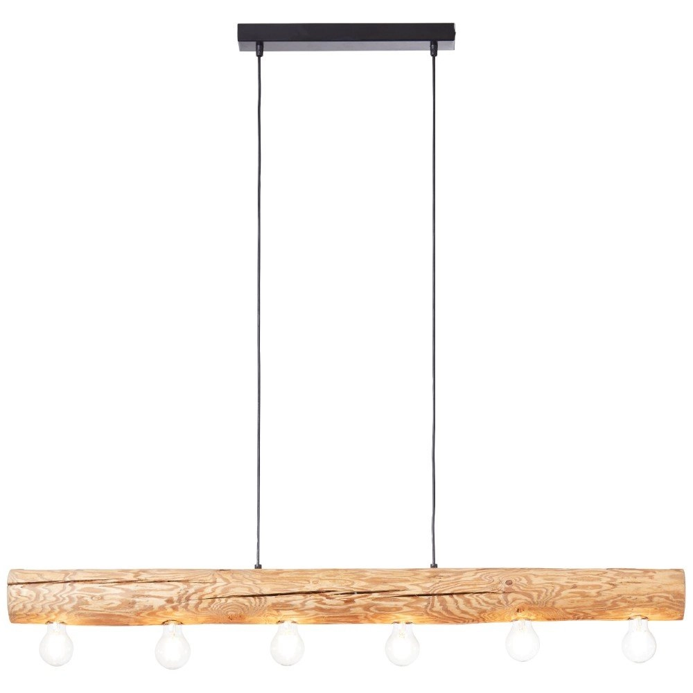 Lampe suspendue en bois Trabo Bois 6 lumières avec noir Brilliant 4004353393525