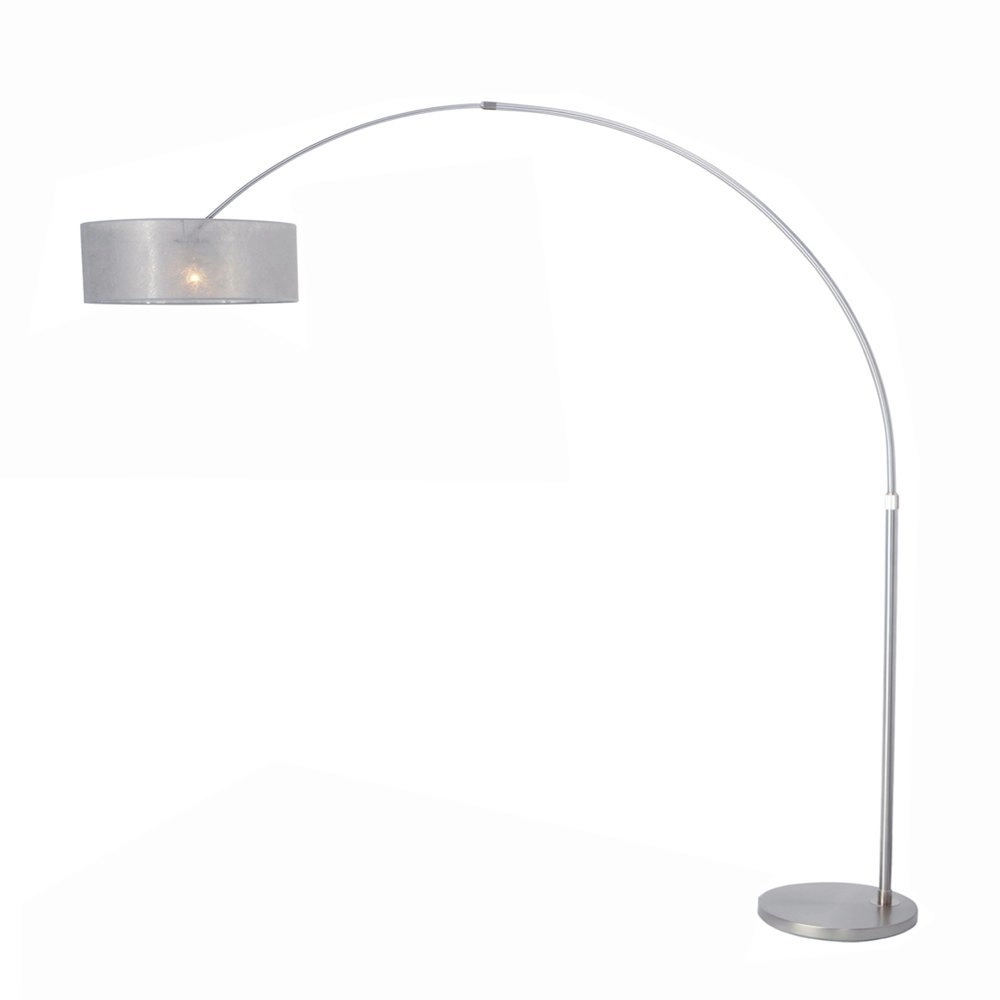 Lampe à arc Stresa Acier inoxydable avec abat-jour sizoflor argenté Lampe à arc Stresa Acier inoxydable avec abat-jour sizoflor argenté