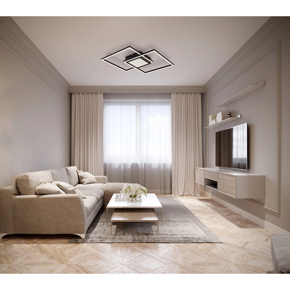 Lampe de plafond moderne Saunders Carré noir Globo 9007371475353