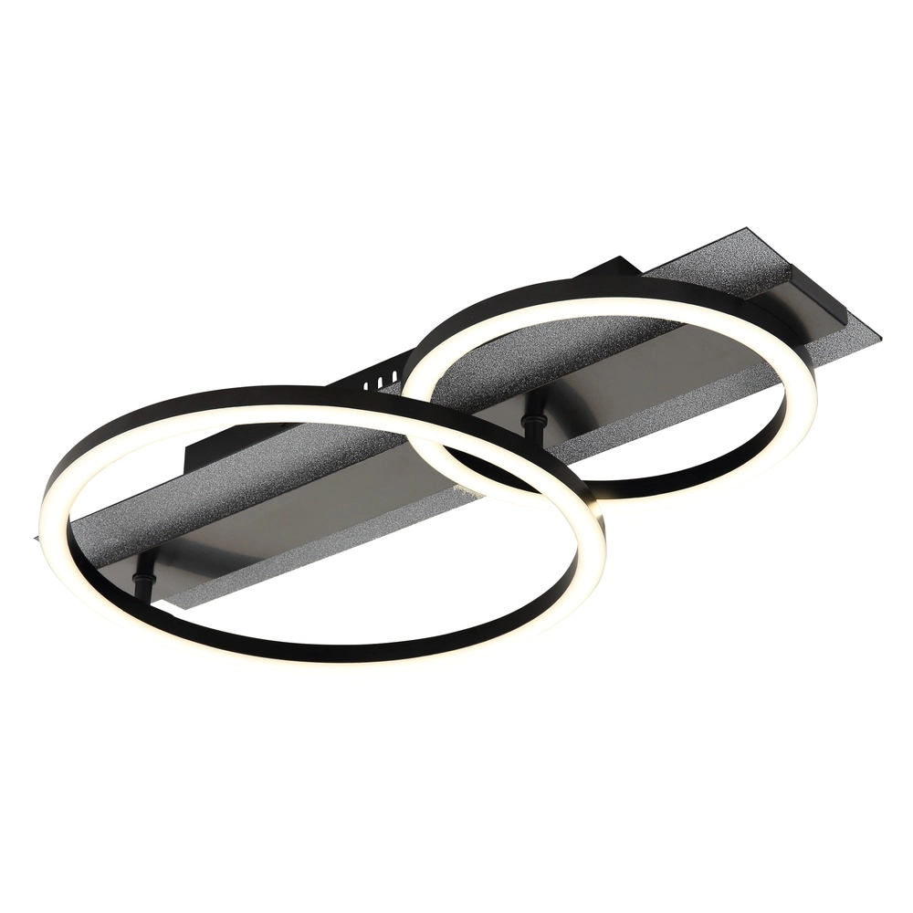 Lampe de plafond noire Norberto 2 anneaux Globo 9007371566839