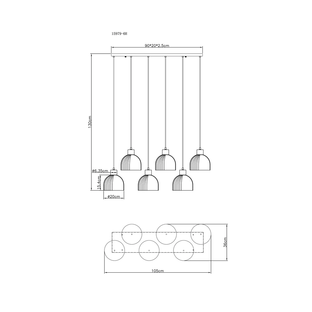Lampe suspendue à 6 lampes Swanson Noir Globo 9007371586653