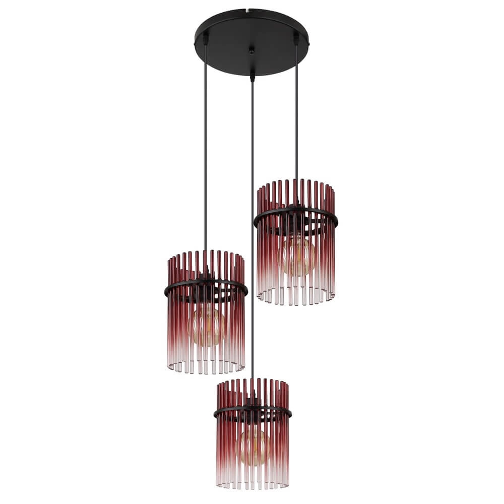 Suspension noire Gorley avec verre rouge Ø 47cm Globo 9007371468966