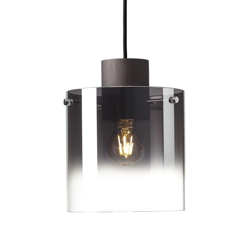 Lampe suspendue Beth E27 noir avec verre fumé Lampe suspendue Beth E27 noir avec verre fumé