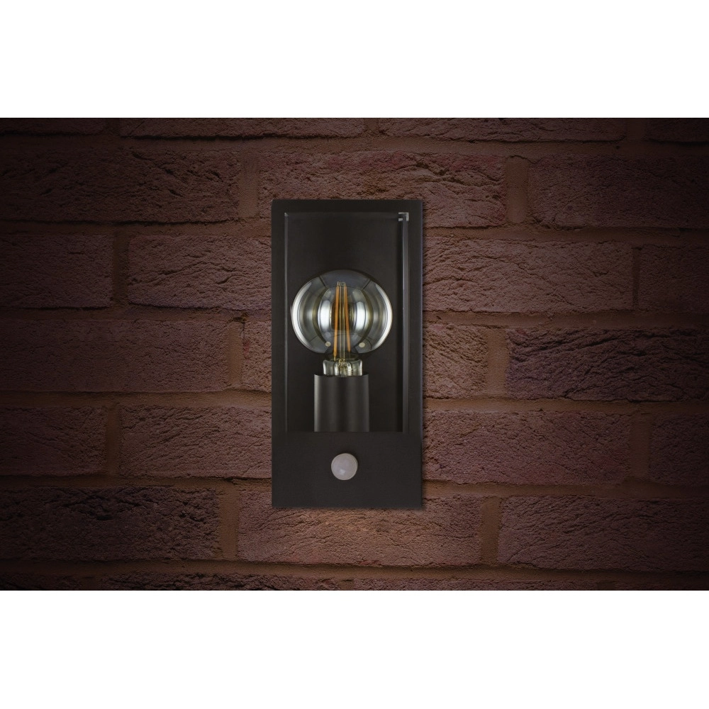 Lampe extérieure noire Prato E27 - verre - avec détecteur de mouvement Lyora 5055788268772