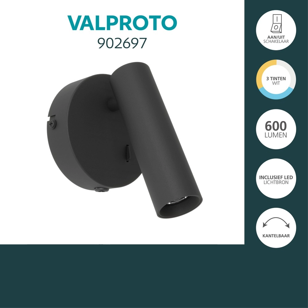Emplacement monté en surface Valproto Noir Eglo 9008606392025