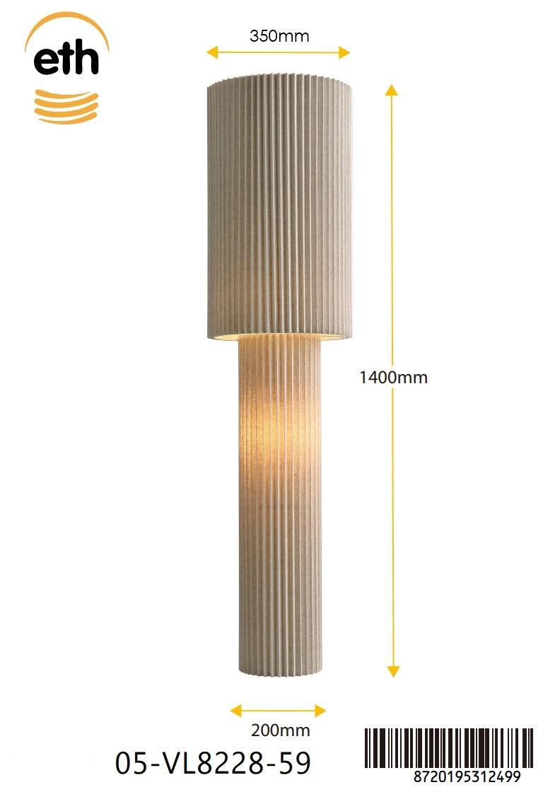 Lampe de pied en lin Renate 140 cm ETH 8720195312499