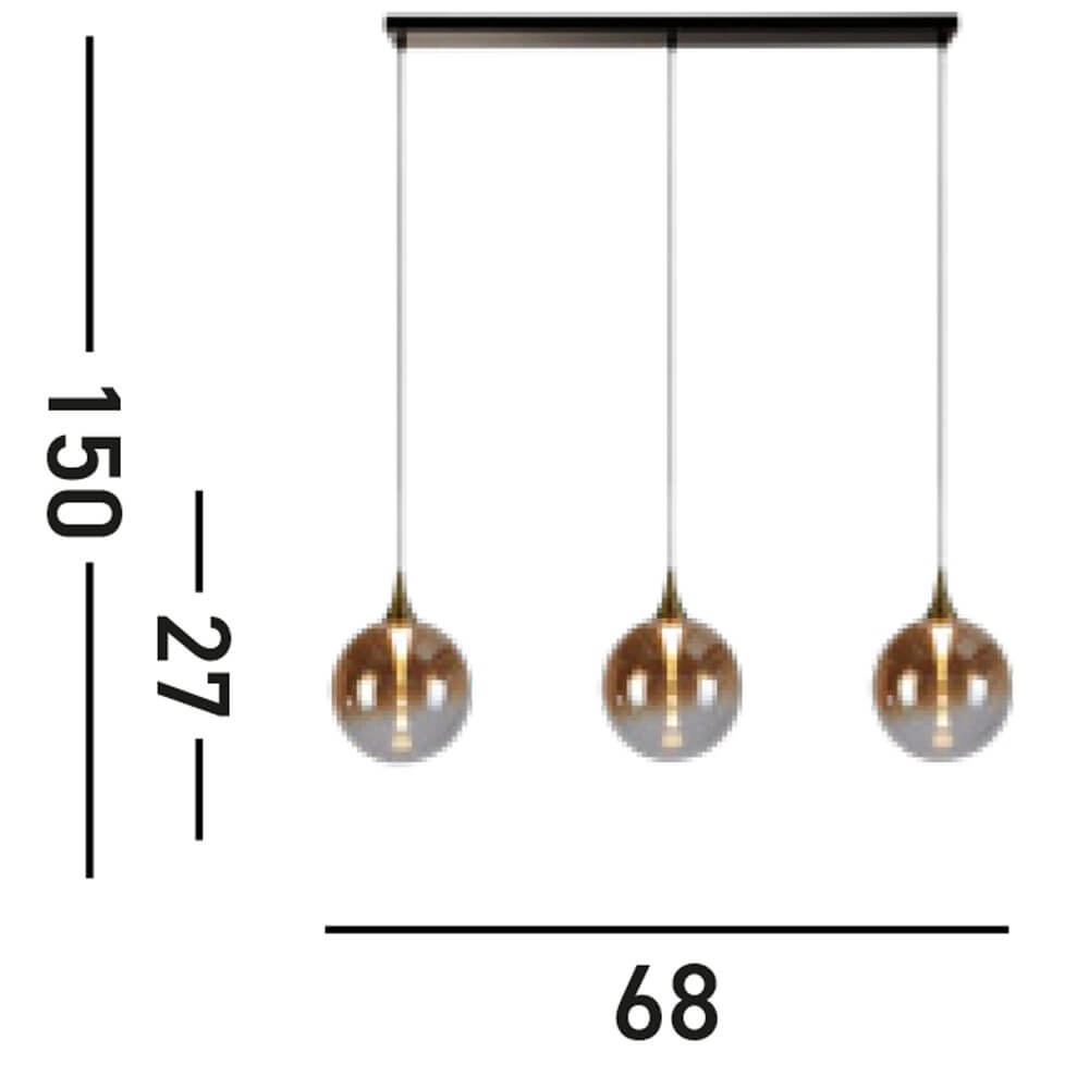 Suspension 3 lumières Alchemy Verre ambré Searchlight 5053423273839