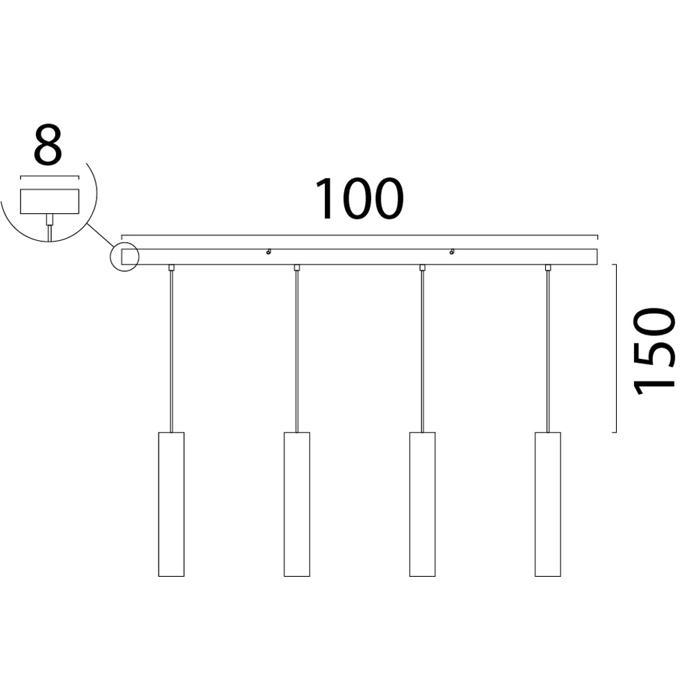 Lampe pendante de salle à manger Run 4 pendentifs en or Masterlight 8718121320977