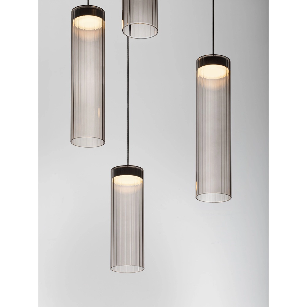 Lampe pendante de conception Brielle Anthracite avec verre moka à 5 lumières Lyora 5212017495426
