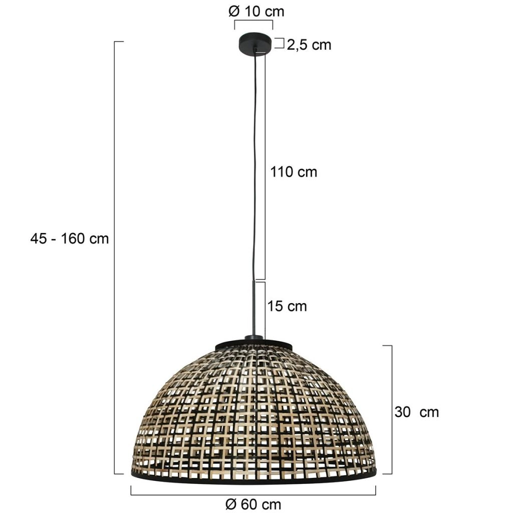 Lampe suspendue Nox Light avec une teinte en bambou Ø60 cm Steinhauer 8712746182712