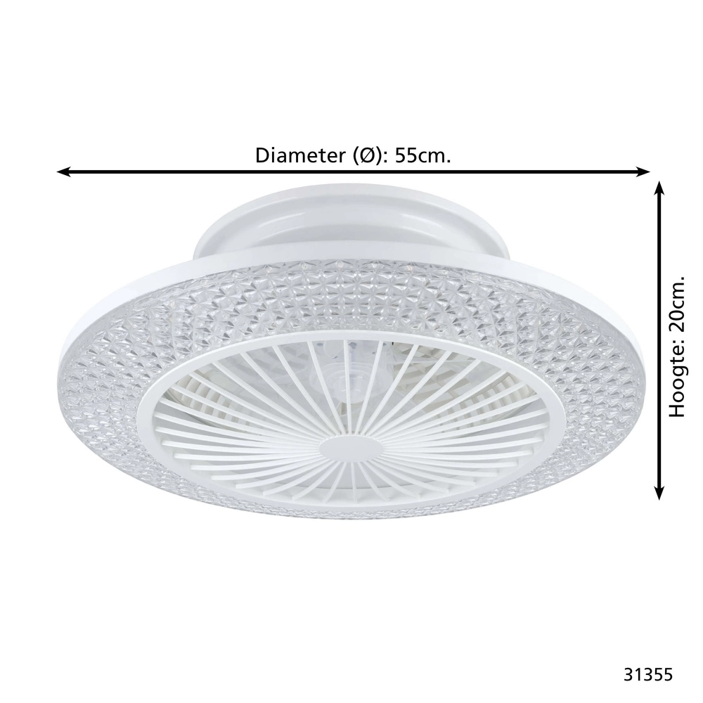 Ventilateur de plafond Malinska blanc Ø 55cm Eglo 9002759313555