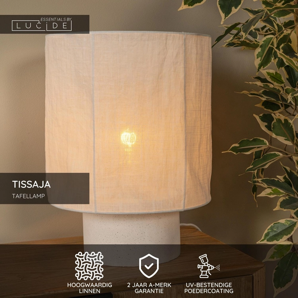 Lampe de table Tissaja Ø 30cm de blanc Lucide 5411212061607