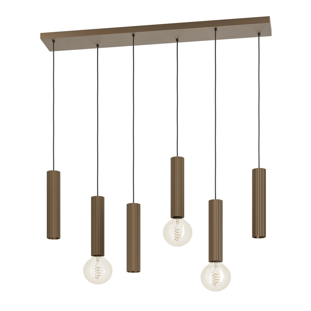 Lampe pendante de conception Fariolo Ligne droite en bronze léger à 6 lumières