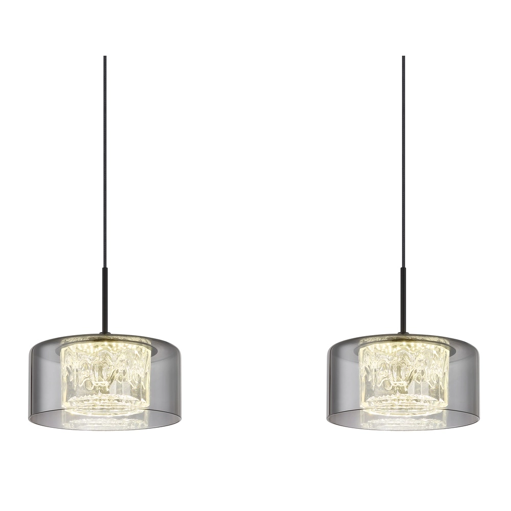 Lampe pendante de conception Fogsy Noir 4 clairs avec verre fumé Globo 9007371459377