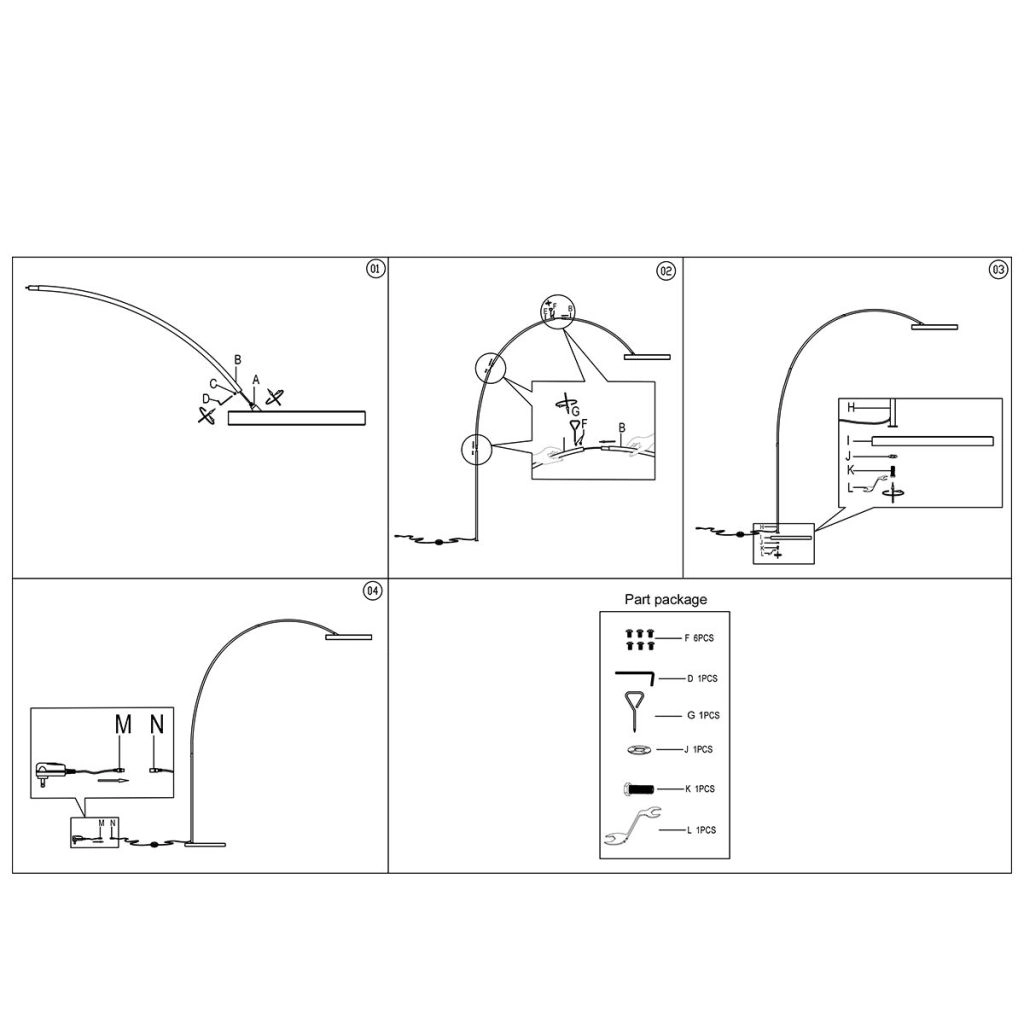 Lampe à arc moderne Luna-Arc Noir Steinhauer 8712746180190