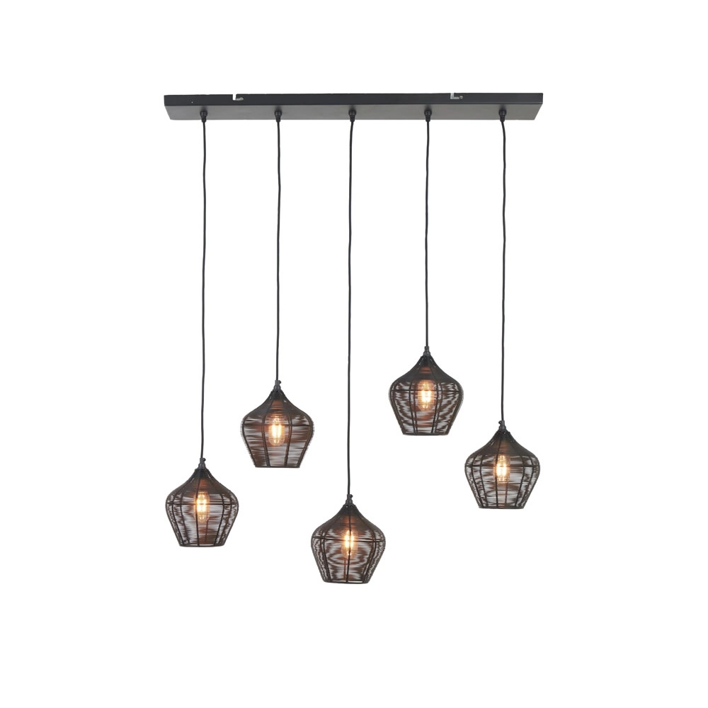 Lampe suspendue Alvaro Noir à 5 lumières Light & Living 8717807635619