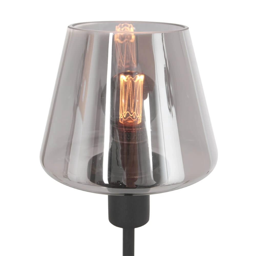 Lampe de table noire Ancilla avec verre fumé Steinhauer 8712746146790