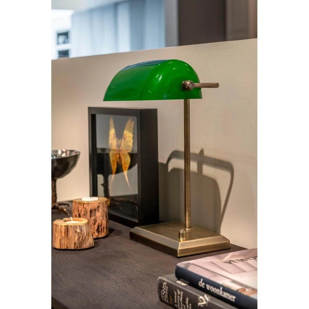 Lampe de banquier classique Oxford Bronze avec vert Artdelight 8720701100145