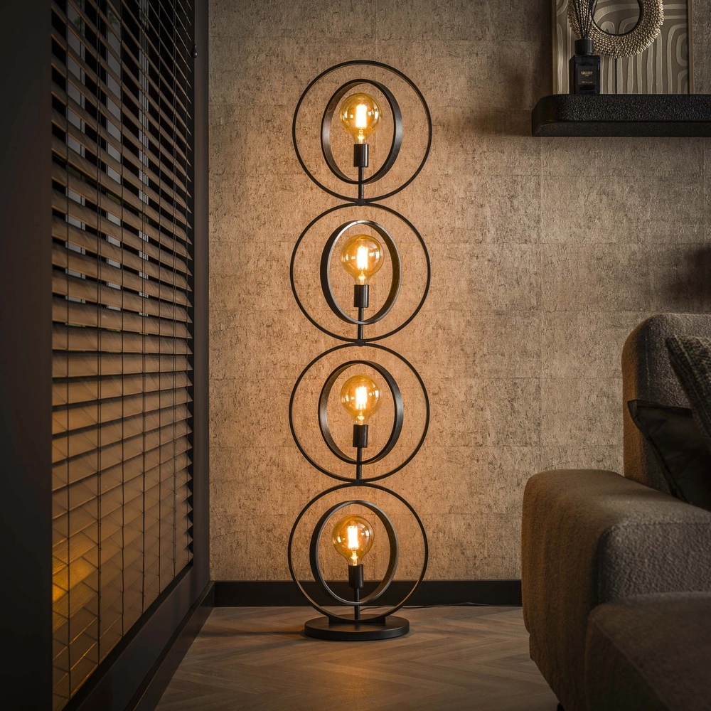 Lampe sur pied au charbon à 4 lumières Turn E27 - Ø 40cm