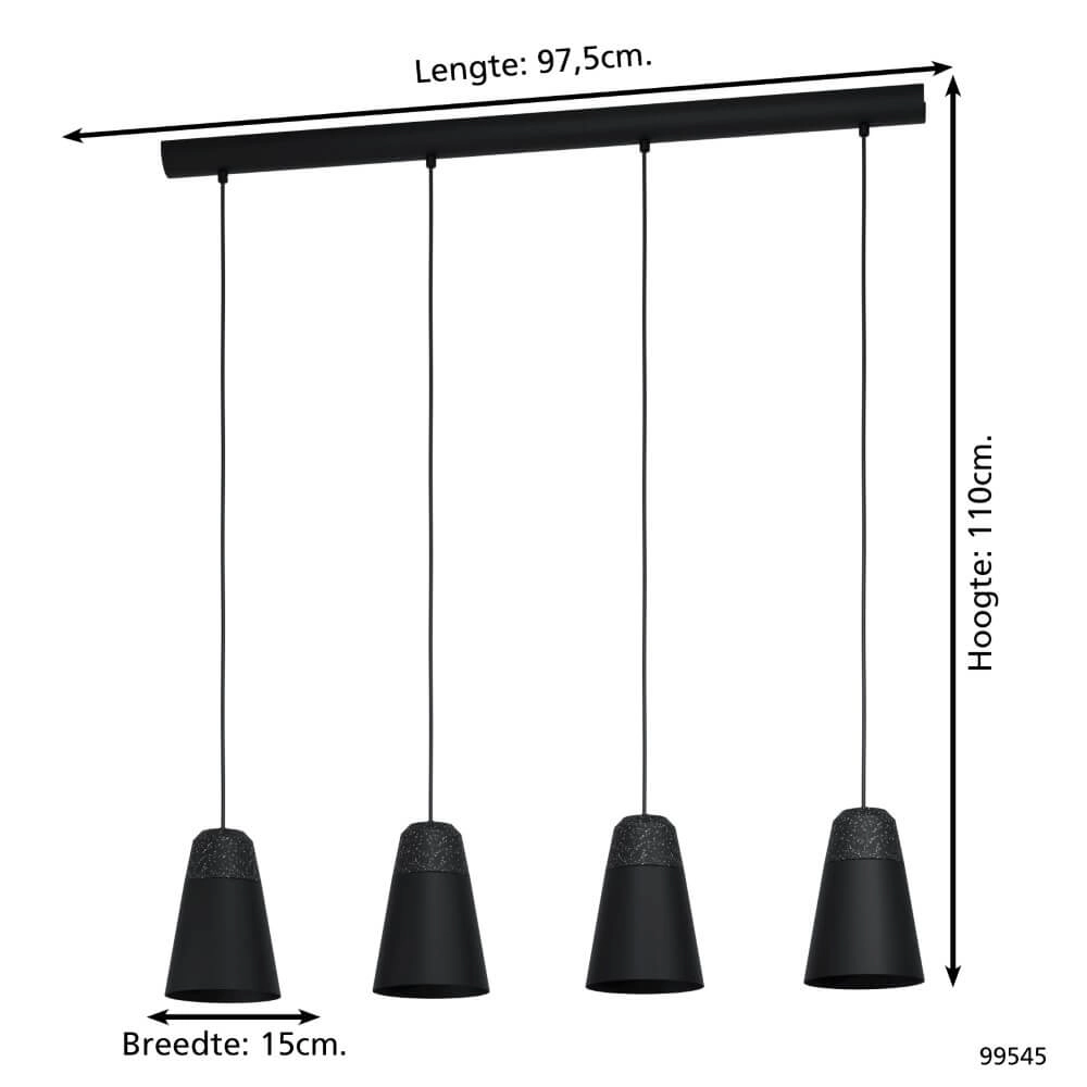 Lampe suspendue noire 4 lumières Canterras Eglo 9002759995454