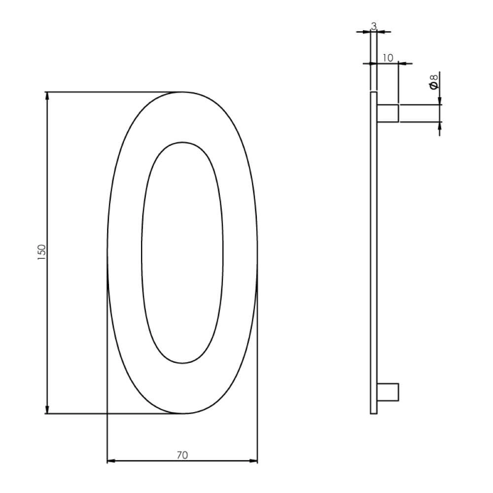 Maison numéro 0 Numbra Acier inoxydable 15cm Intersteel 8714186058282