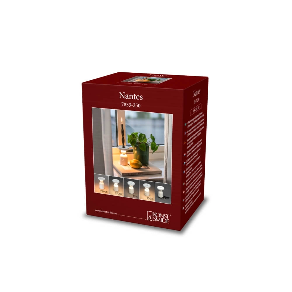 Lampe de table rechargeable Nantes Blanc pour bougeoir KonstSmide 7318307833256