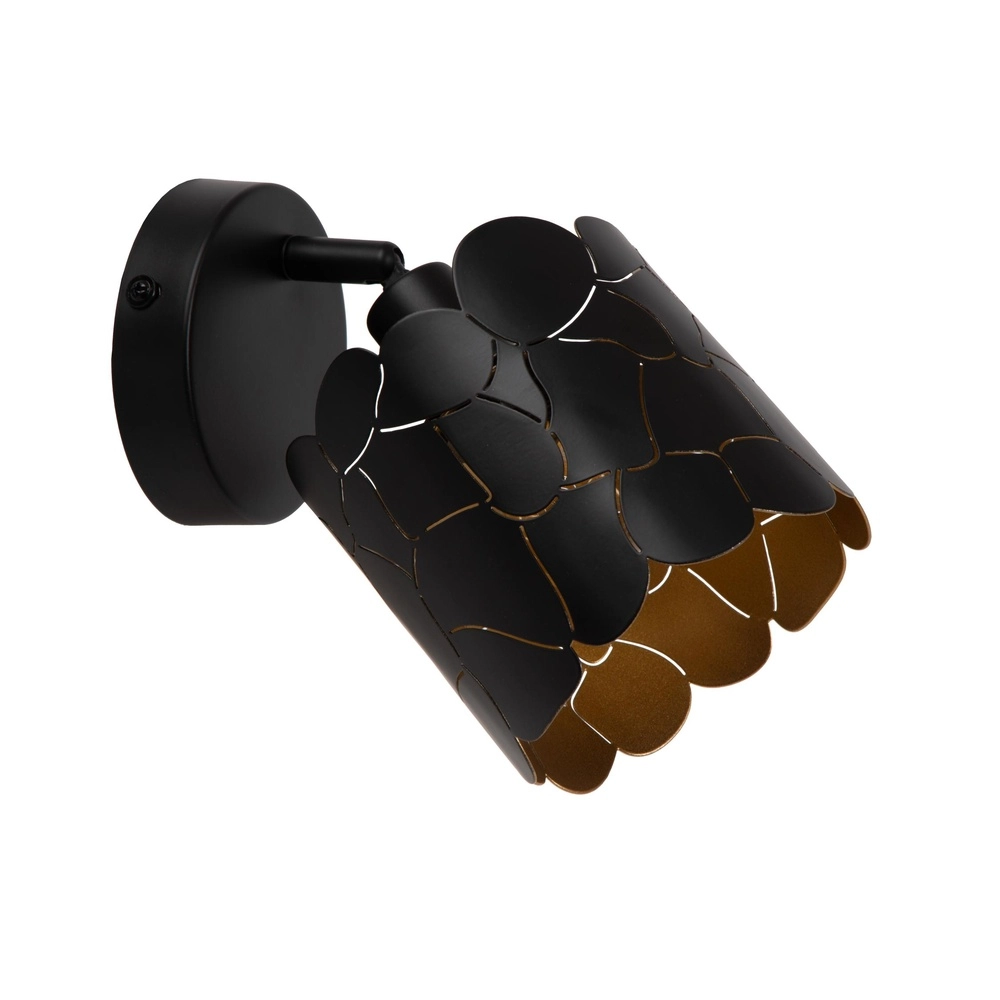 Lampe murale Almelo Noir avec or à l’intérieur
