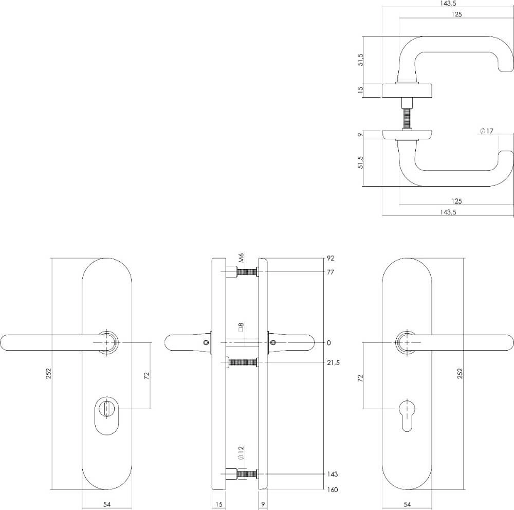 Quincaillerie de porte dérobée Aurano Protection de traction du noyau 72mm ovale laiton non laqué Intersteel 8714186505861