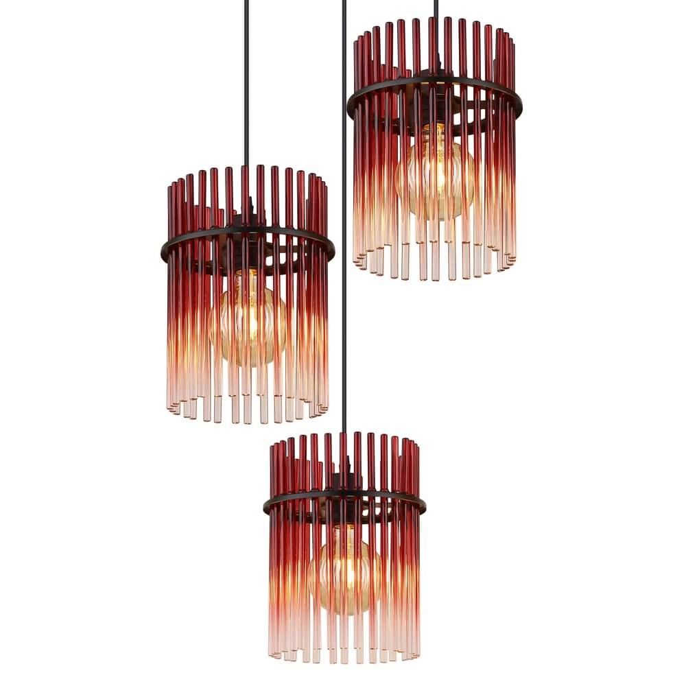 Suspension noire Gorley avec verre rouge Ø 47cm Globo 9007371468966