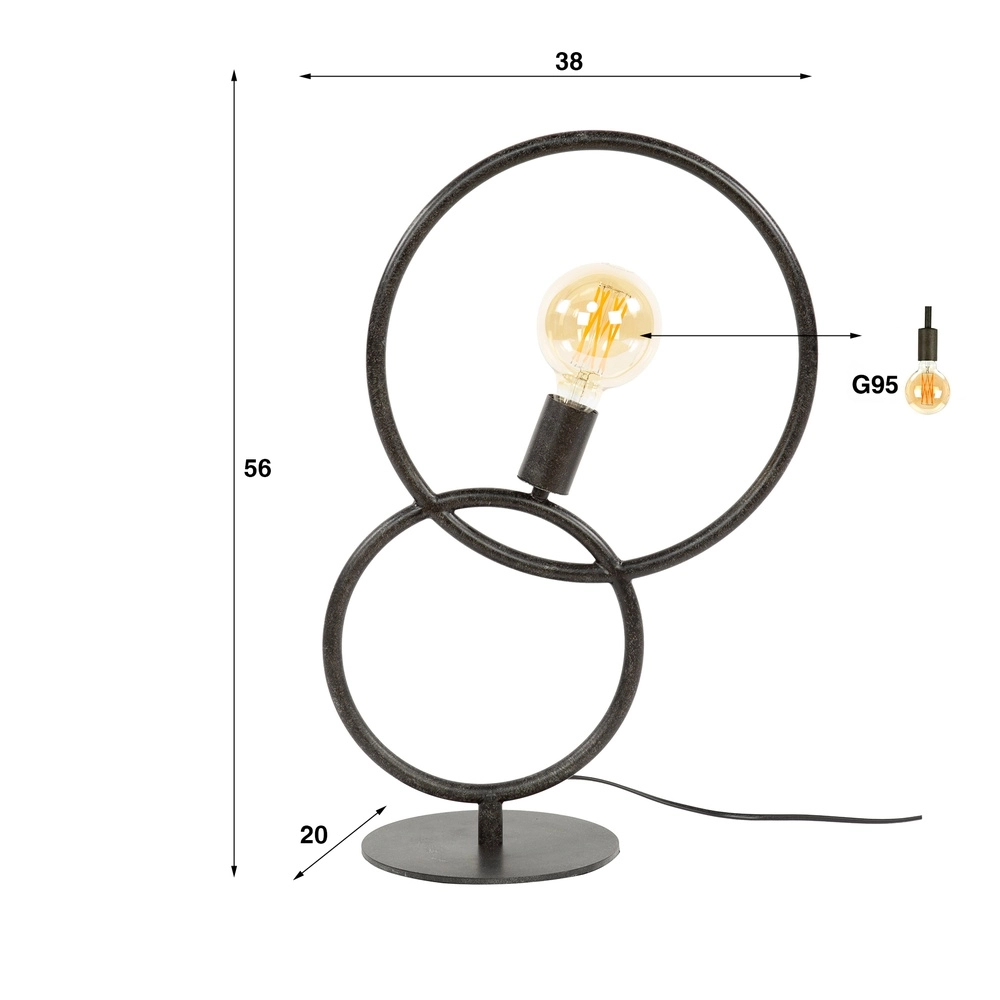 Lampe de table de conception Loop noir - 1x E27 Lyora 8716803511033