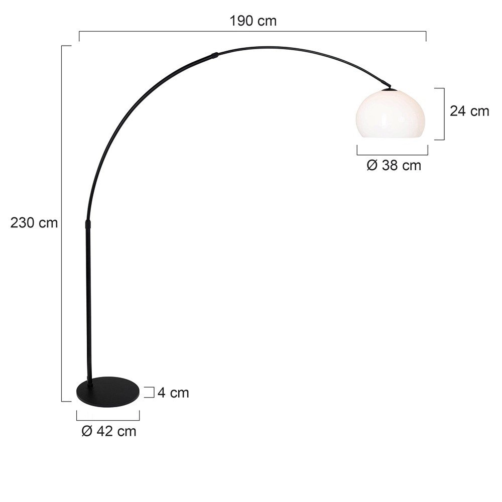 Lampe à arc Stresa noir avec abat-jour blanc Steinhauer 8712746106640