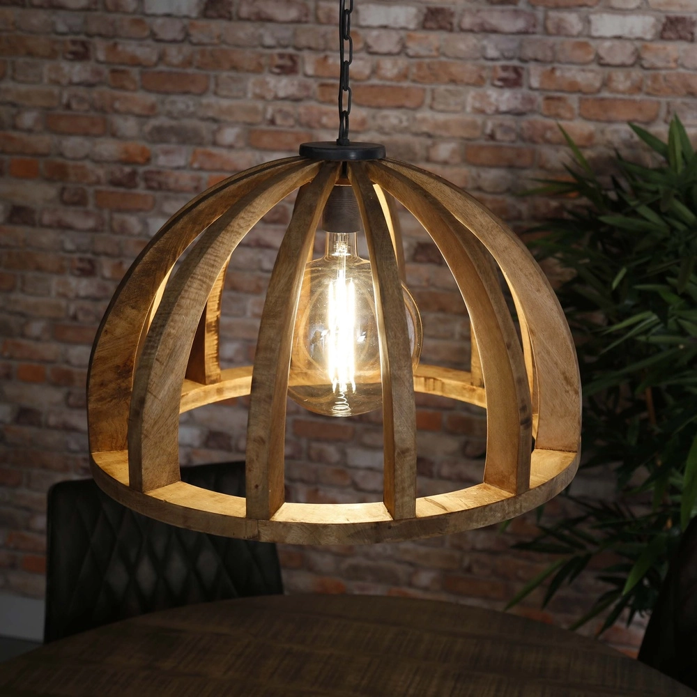 Lampe pendante en bois pour table à manger Orba Ø 60cm - E27 Lyora 8716803513211