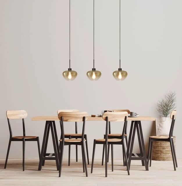 Suspension 3 lumières Genua noir avec verre doré Ø 24cm Masterlight 8718121356914