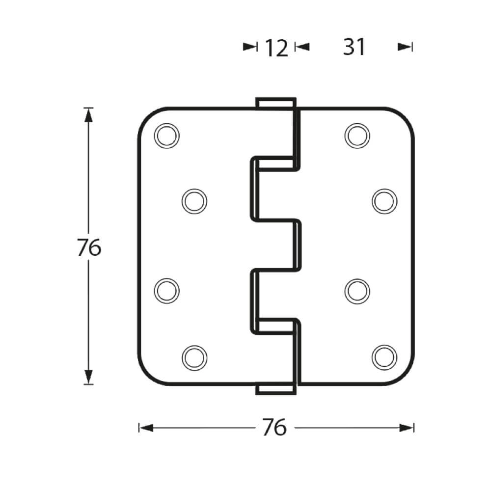 Charnière à roulement à billes Rotura Acier inoxydable arrondi jusqu’à 50 kg Intersteel 8714186039960