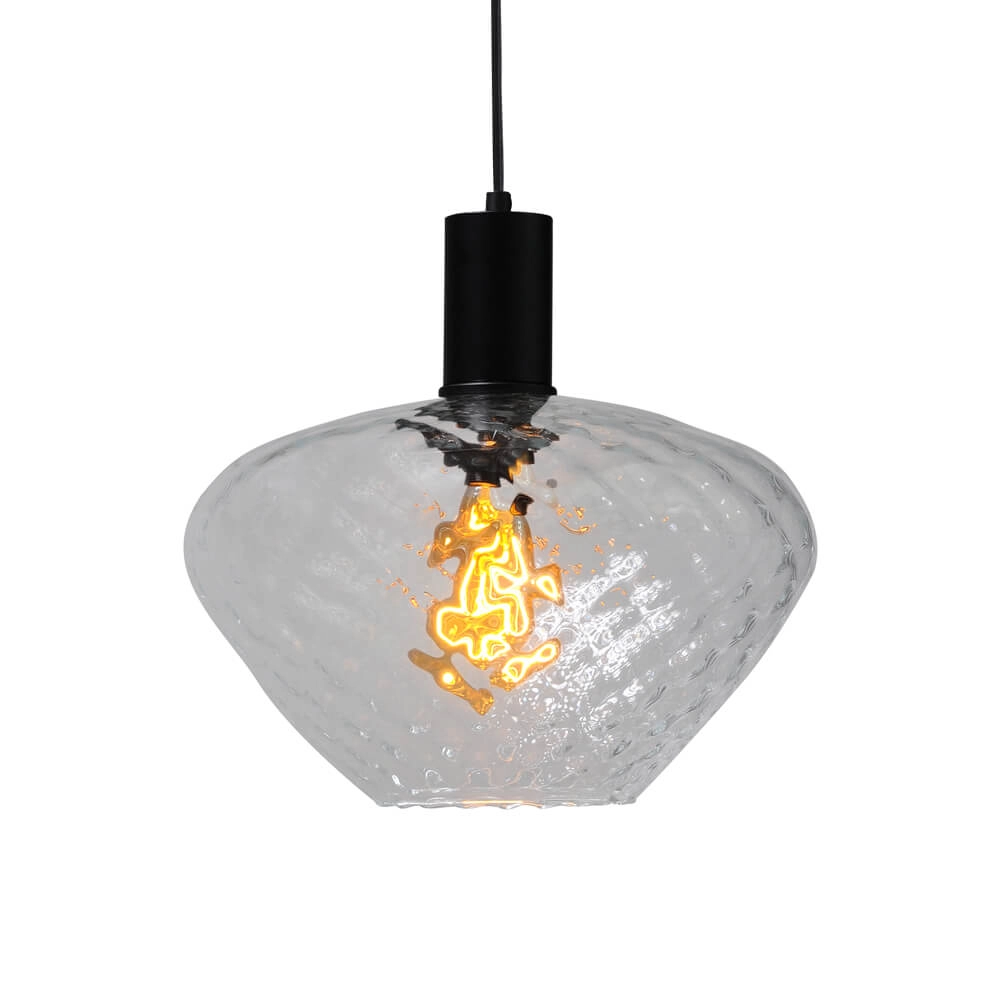 Lampe suspendue noire Porto avec verre clair Blossom - Ø 30cm Lampe suspendue noire Porto avec verre clair Blossom - Ø 30cm