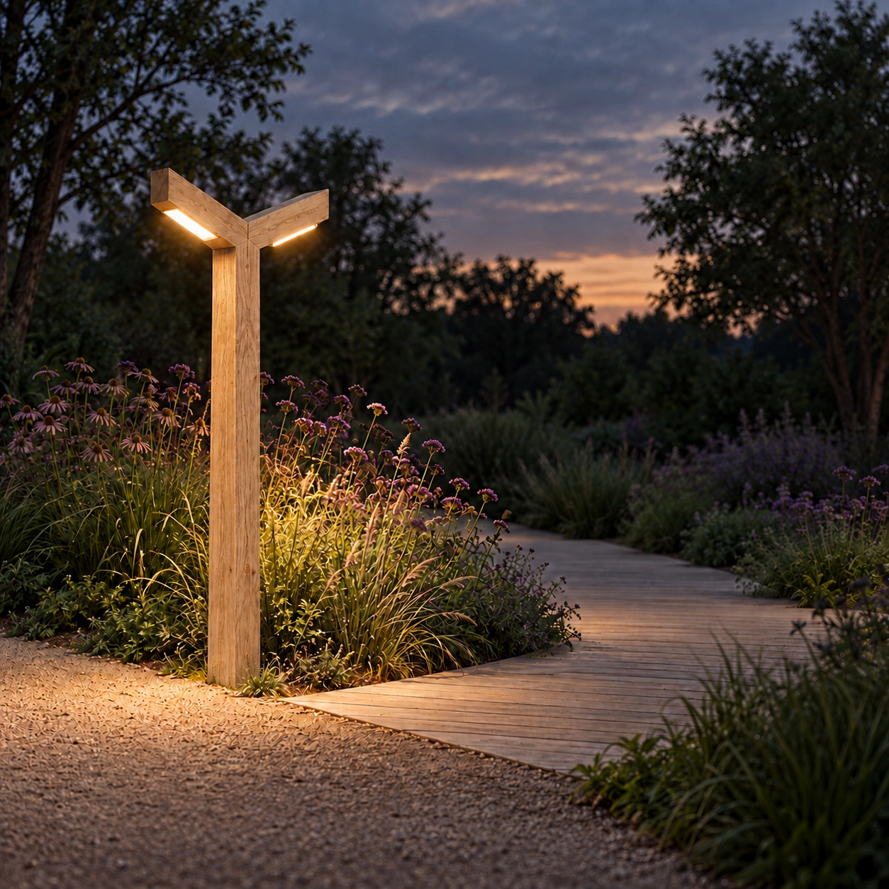 Double lampadaire en bois Stelle Chêne - 3M - 3000K