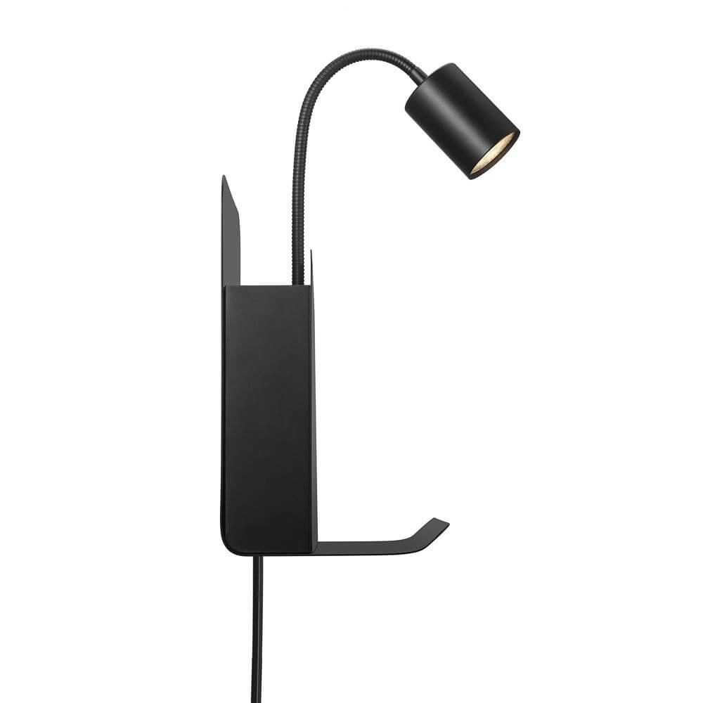 Applique murale noire Roomi avec connexion USB Applique murale noire Roomi avec connexion USB