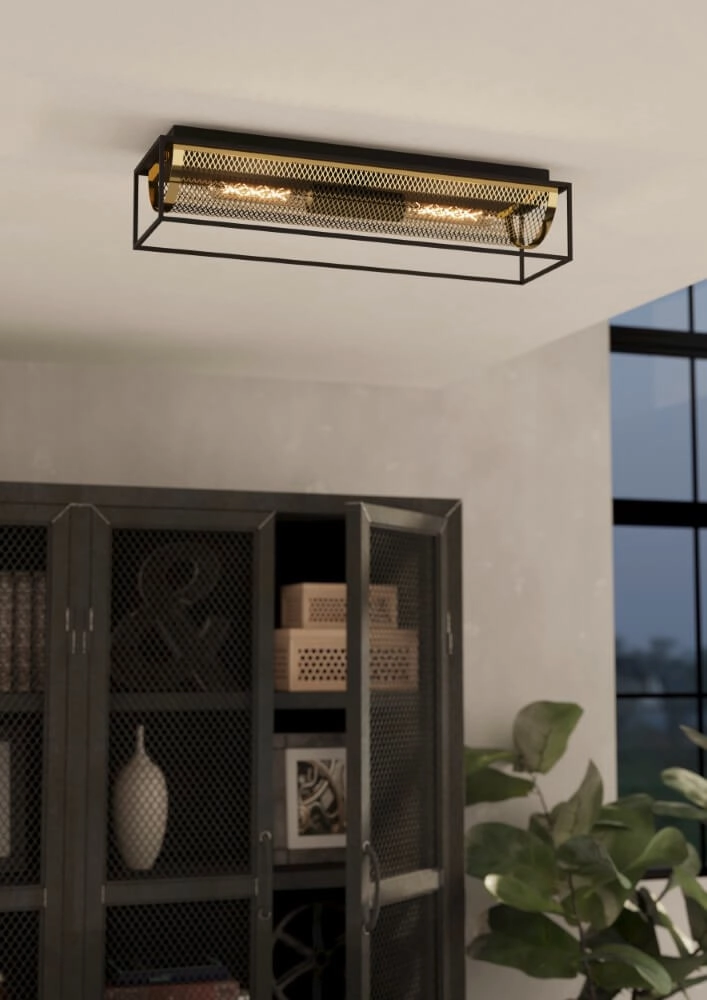 Plafonnier rural Nohales noir avec de l'or Eglo 9002759437879