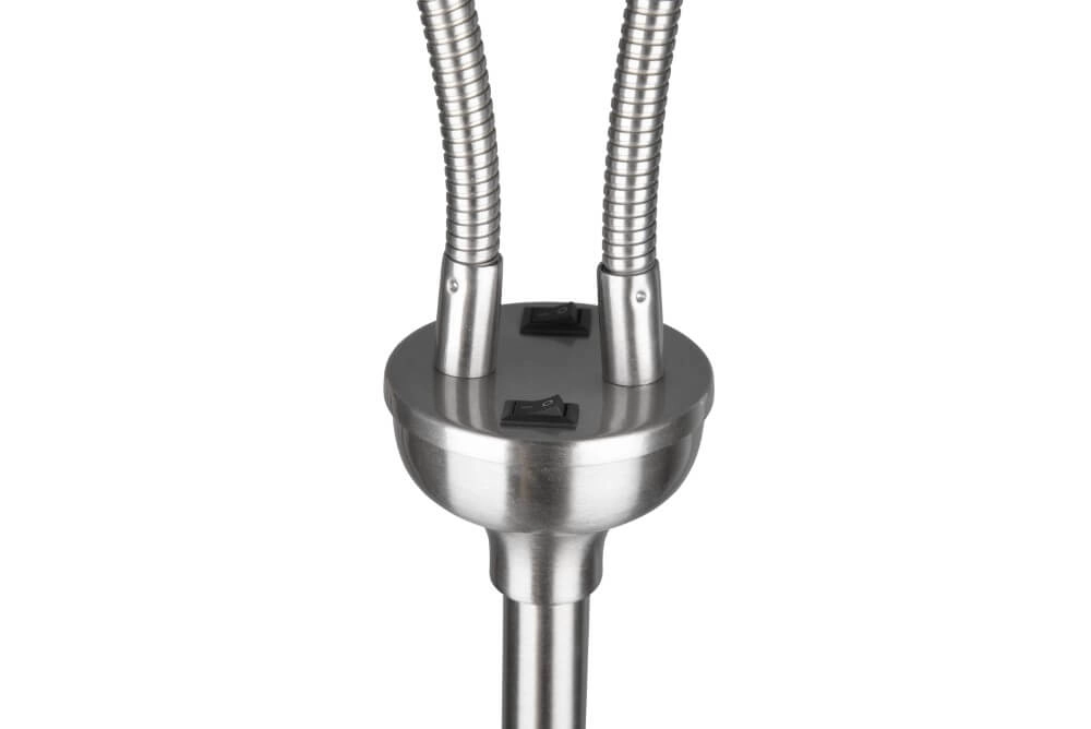 Lampadaire Tommy 2 lumières en acier inoxydable avec blanc Trio 4017807503036