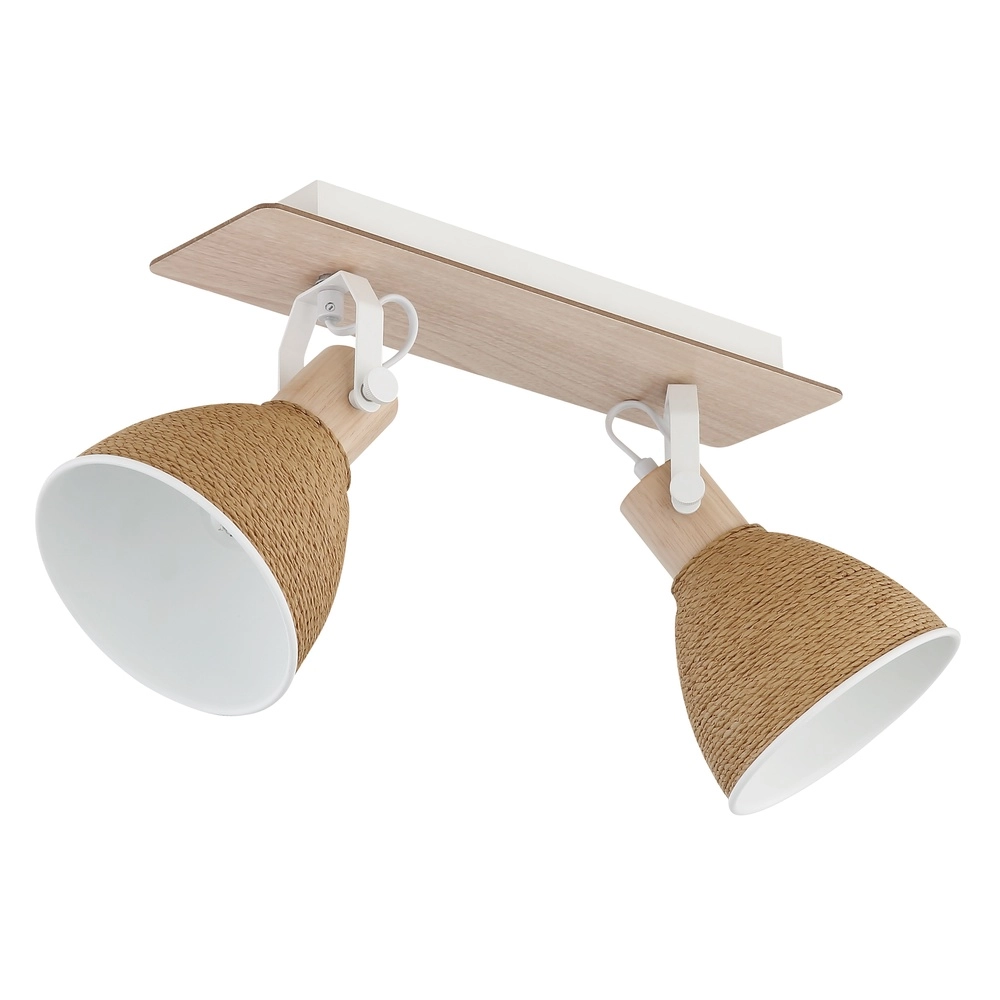 Lampe de plafond Lyndon Blanc 2 clairs avec rotin Globo 9007371583744