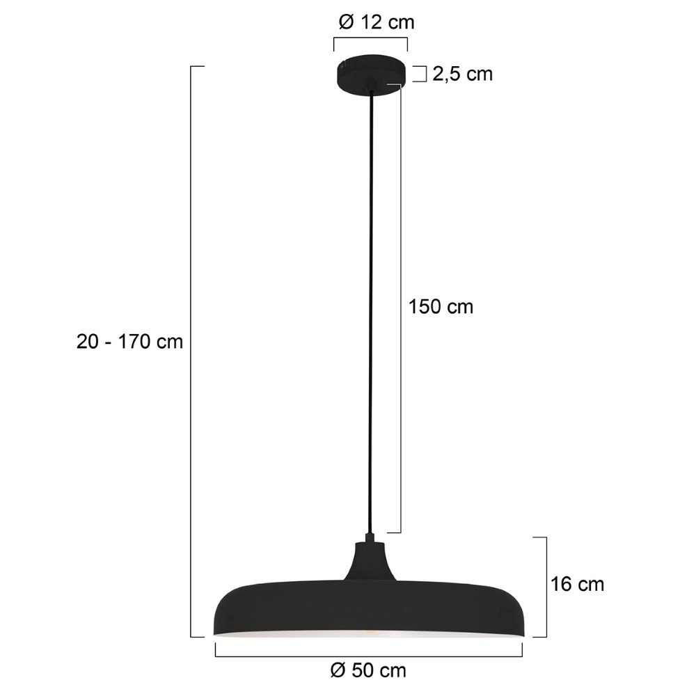Lampe suspendue noire Krisip Ø 50 cm Steinhauer 8712746132564