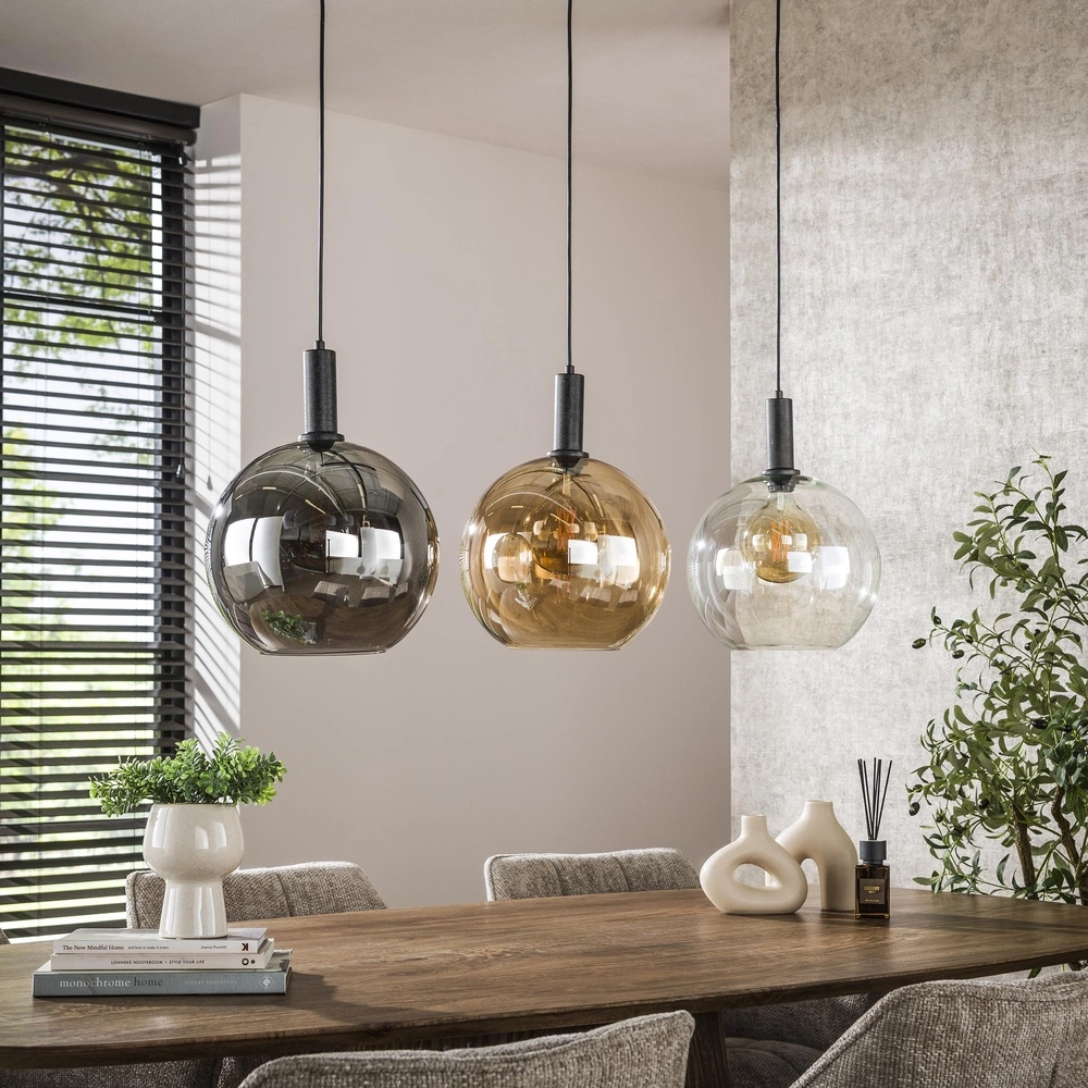Lampe suspendue en verre Sfera 3x Ø 30cm - verre coloré Lyora 8716803512351
