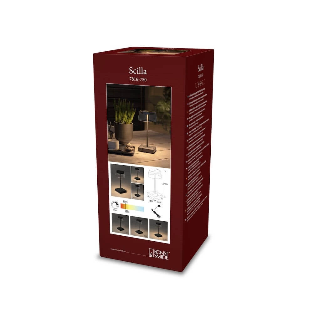 Lampe de table rechargeable Scilla noir KonstSmide 7318307816754