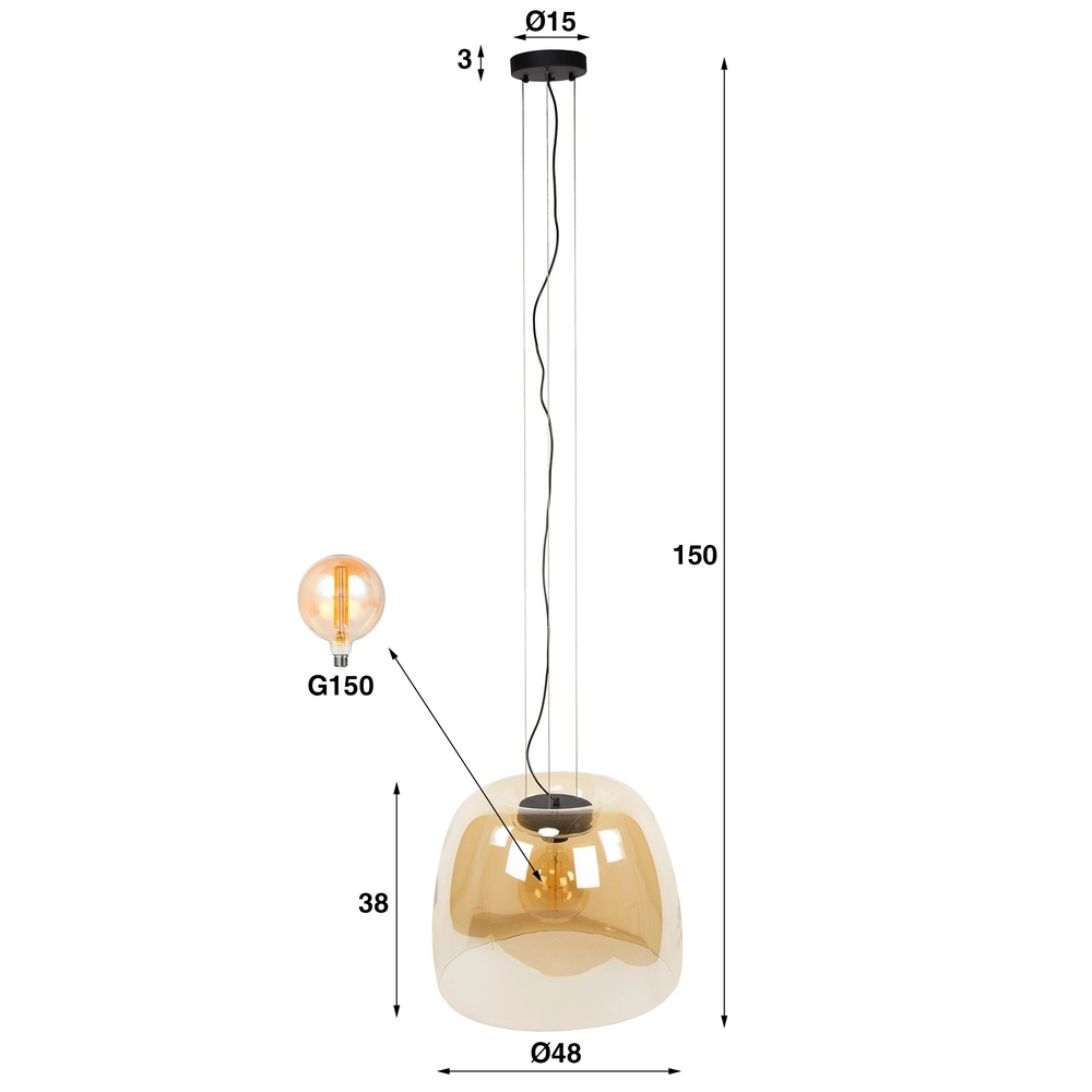 Lampe suspendue en verre Drift Ø 48cm - verre ambré Lyora 8716803512719